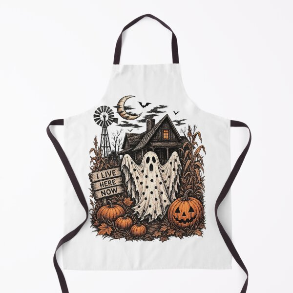Item preview, Vintage Halloween Ghost Haunted Farmhouse – I Live Here Now designed and sold by ASMR10.