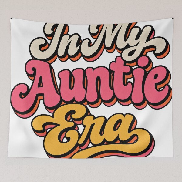 Item preview, In My Auntie Era Retro Groovy Pink Yellow Typography Graphic Tee designed and sold by TM DESIGNS AND MORE.