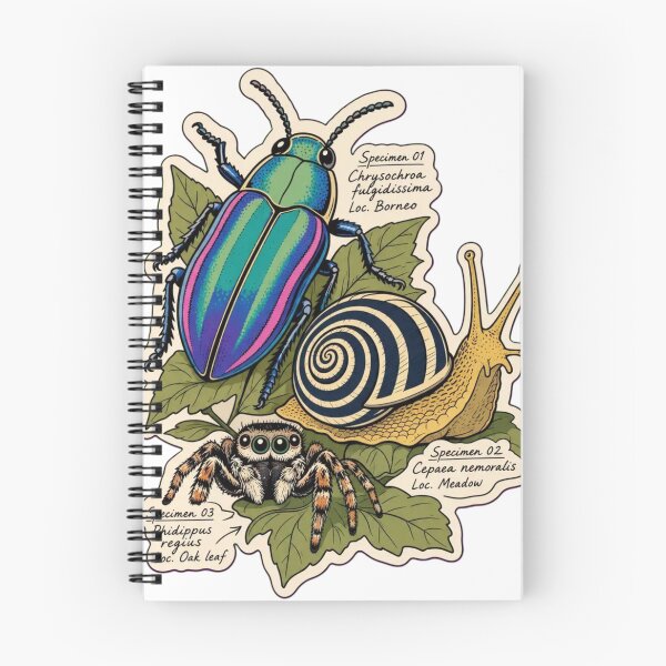 Item preview, Beetle and Snail Study | Cute Jumping Spider Arachnid Doodle designed and sold by StickyGuys.