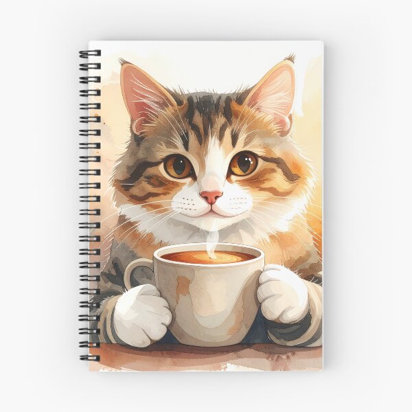Item preview, Cozy Cat Holding Warm Coffee Mug Watercolor designed and sold by BetweenForms.