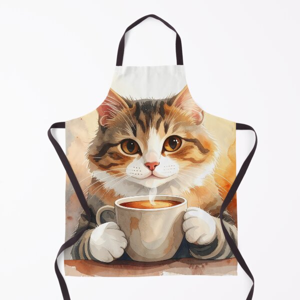 Item preview, Cozy Cat Holding Warm Coffee Mug Watercolor designed and sold by BetweenForms.
