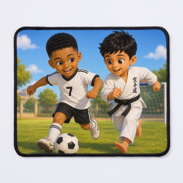 Item preview, Yousef and His Friend Jassim Playing Football designed and sold by LumivaraGallery.