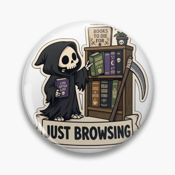 Item preview, Reaper Bookshop | Cute Grim Reaper Cosy Spooky Doodle designed and sold by StickyGuys.