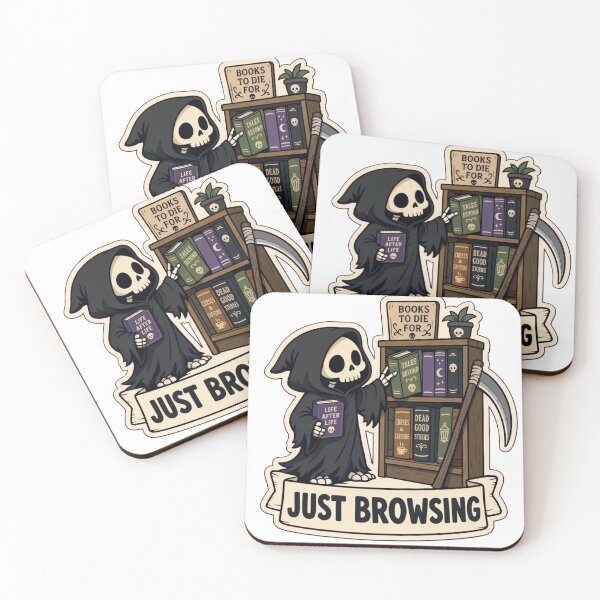 Item preview, Reaper Bookshop | Cute Grim Reaper Cosy Spooky Doodle designed and sold by StickyGuys.