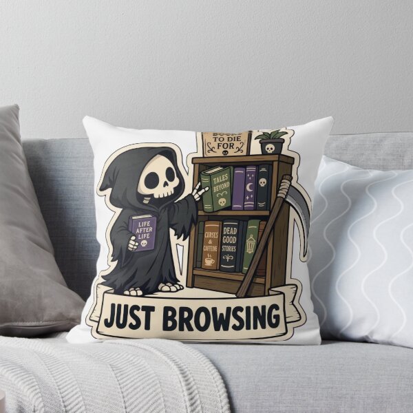 Item preview, Reaper Bookshop | Cute Grim Reaper Cosy Spooky Doodle designed and sold by StickyGuys.