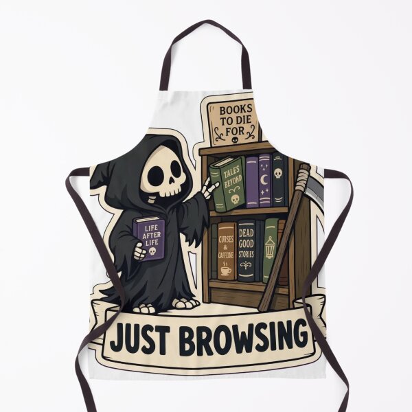 Item preview, Reaper Bookshop | Cute Grim Reaper Cosy Spooky Doodle designed and sold by StickyGuys.