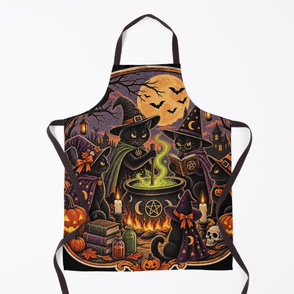 Item preview, Black Cat Witch Coven Vintage Halloween Cauldron Graphic Tee designed and sold by TM DESIGNS AND MORE.