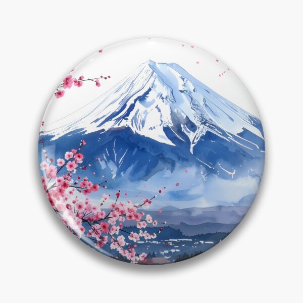 Item preview, Mount Fuji Cherry Blossom Lake Watercolor Painting designed and sold by BetweenForms.