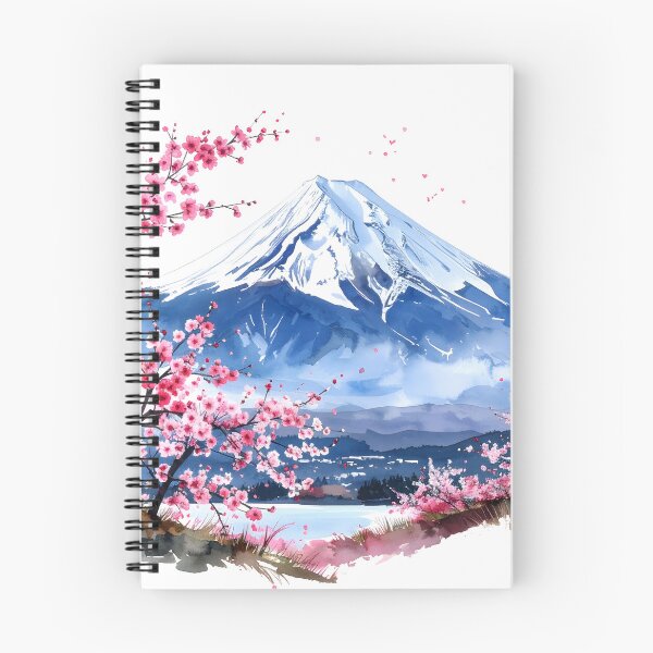 Item preview, Mount Fuji Cherry Blossom Lake Watercolor Painting designed and sold by BetweenForms.