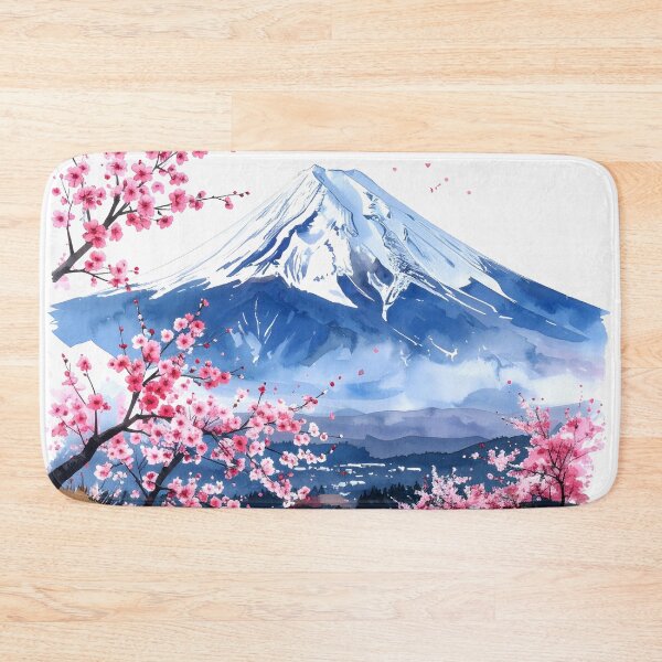 Item preview, Mount Fuji Cherry Blossom Lake Watercolor Painting designed and sold by BetweenForms.