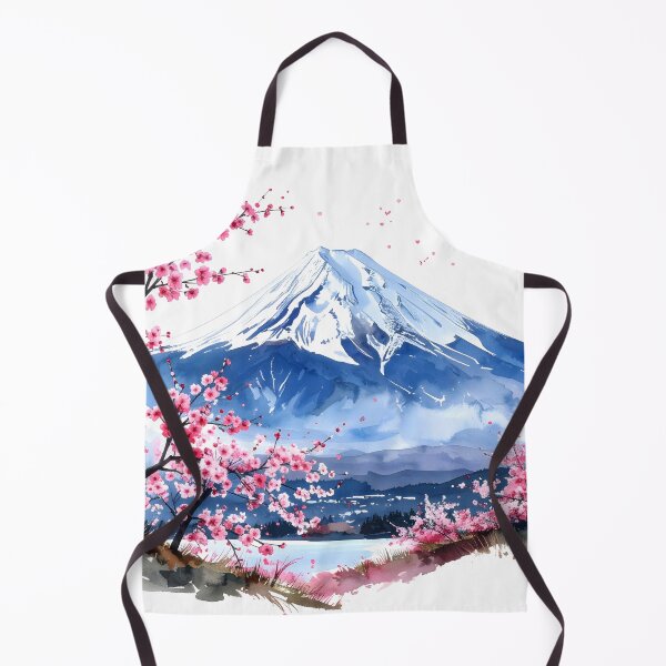 Item preview, Mount Fuji Cherry Blossom Lake Watercolor Painting designed and sold by BetweenForms.