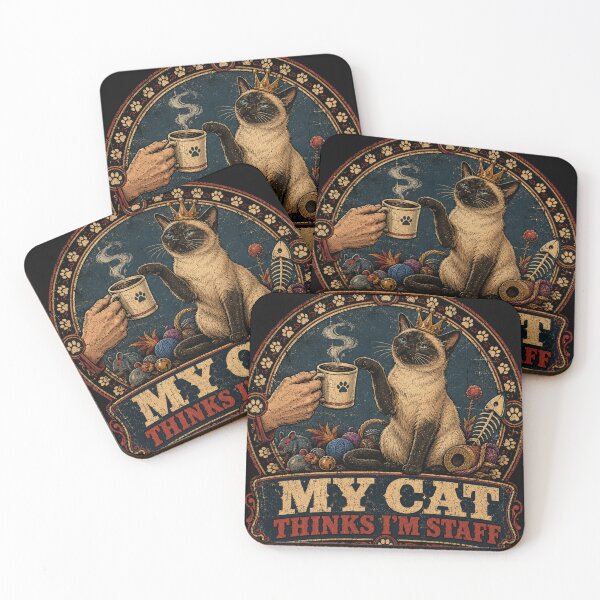 Item preview, Siamese Cat King Coffee Staff Funny Pet T-Shirt designed and sold by Retro Rascals Co..