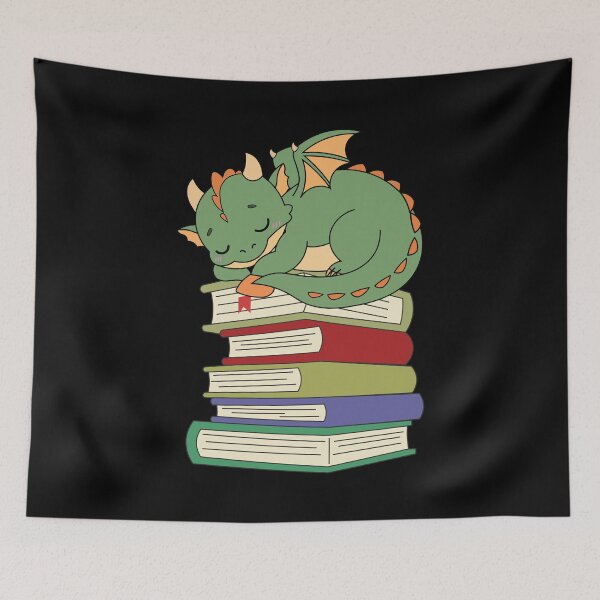 Item preview, Cute Sleeping Dragon on Books | Kawaii Bookish Dragon Reading Lover Gift designed and sold by Hallowed Artistry.