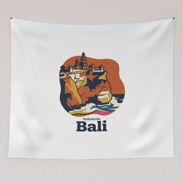 Item preview, Bali Uluwatu Temple Bold Retro Graphic Travel Art designed and sold by Inkworksbyshery.