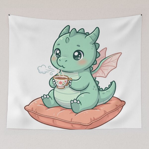 Item preview, Cute Kawaii Tea Dragon Baby Drinking Tea designed and sold by DavidN2026.