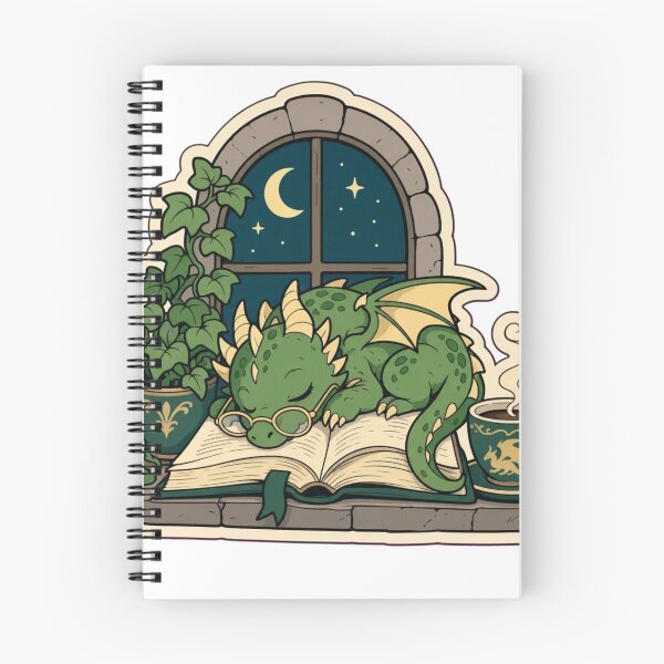 Aperçu de l'œuvre Sieste du dragon de la bibliothèque | Lecture du dragon des livres Fantasy littéraire créée et vendue par StickyGuys.