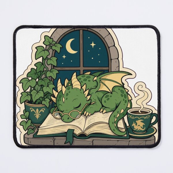 Item preview, Library Dragon Nap | Book Dragon Reading Bookish Fantasy designed and sold by StickyGuys.