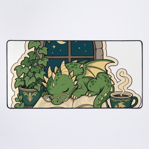 Item preview, Library Dragon Nap | Book Dragon Reading Bookish Fantasy designed and sold by StickyGuys.