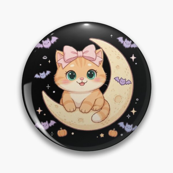 Item preview, Cute Halloween Cat Moon Bat Pastel Kawaii designed and sold by Moody Vibes Studio.