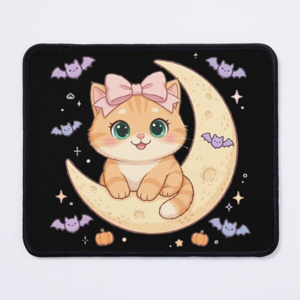 Item preview, Cute Halloween Cat Moon Bat Pastel Kawaii designed and sold by Moody Vibes Studio.