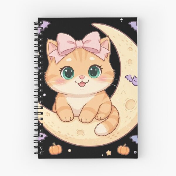 Item preview, Cute Halloween Cat Moon Bat Pastel Kawaii designed and sold by Moody Vibes Studio.