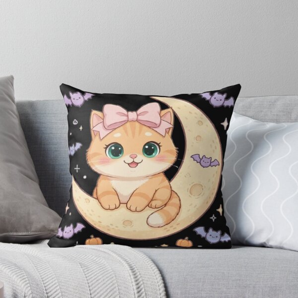 Item preview, Cute Halloween Cat Moon Bat Pastel Kawaii designed and sold by Moody Vibes Studio.