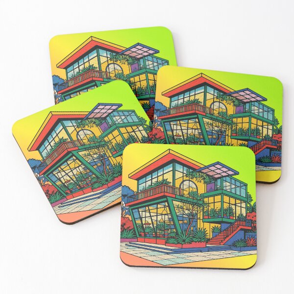 Item preview, Colorful Modern Glass House Architecture Illustration designed and sold by Suha Design Studio.