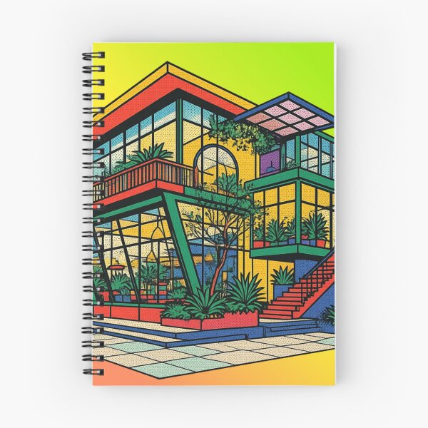 Item preview, Colorful Modern Glass House Architecture Illustration designed and sold by Suha Design Studio.