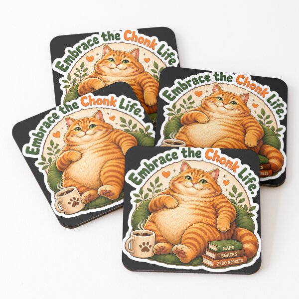 Item preview, Chonk Life Funny Cat Coffee Books T-Shirt designed and sold by Retro Rascals Co..