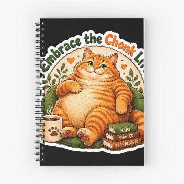 Item preview, Chonk Life Funny Cat Coffee Books T-Shirt designed and sold by Retro Rascals Co..