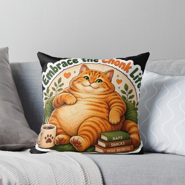 Item preview, Chonk Life Funny Cat Coffee Books T-Shirt designed and sold by Retro Rascals Co..