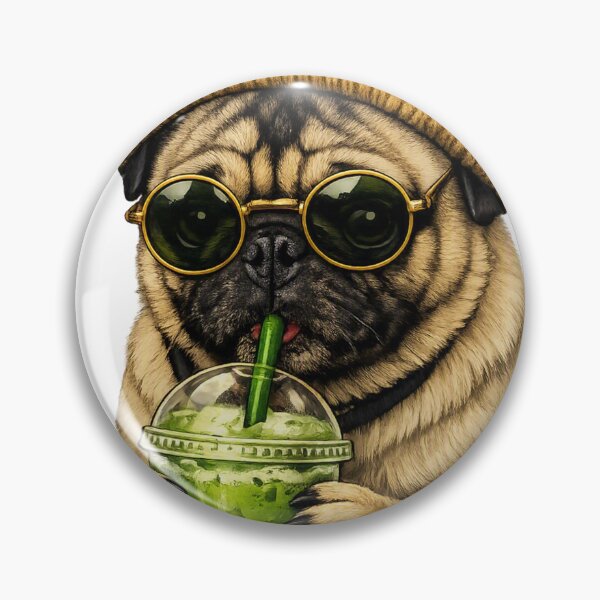 Item preview, Pug drinking Matcha designed and sold by PhotosByG.