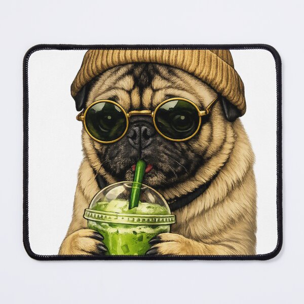 Item preview, Pug drinking Matcha designed and sold by PhotosByG.