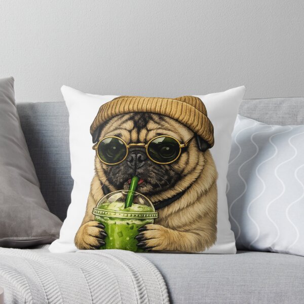 Item preview, Pug drinking Matcha designed and sold by PhotosByG.