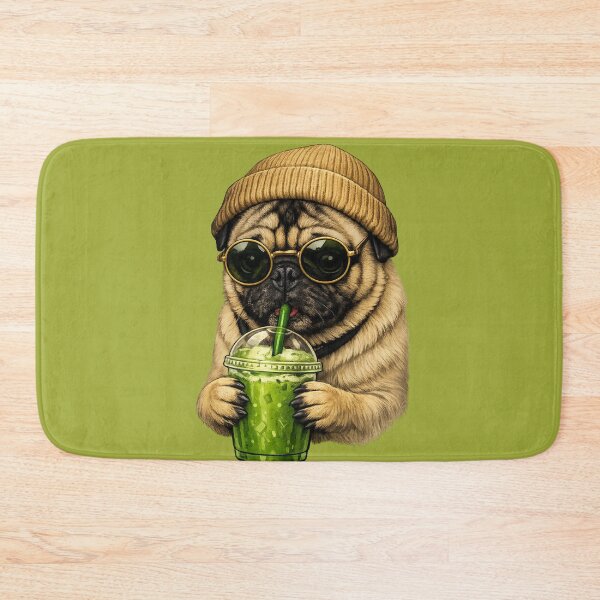 Item preview, Pug drinking Matcha designed and sold by PhotosByG.
