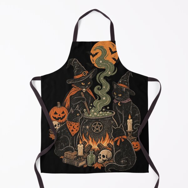 Item preview, Black Cat Witch Coven Vintage Halloween Cauldron Graphic Tee designed and sold by TM DESIGNS AND MORE.