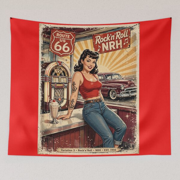 Item preview, Route 66 Diner Pin-Up Girl Milkshake Jukebox Retro Sign designed and sold by Normandy Road Heritage.