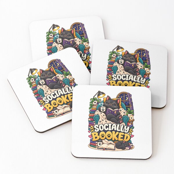 Item preview, Socially Booked Funny Black Cat Book Lover Reading Design designed and sold by CreativeLook25.