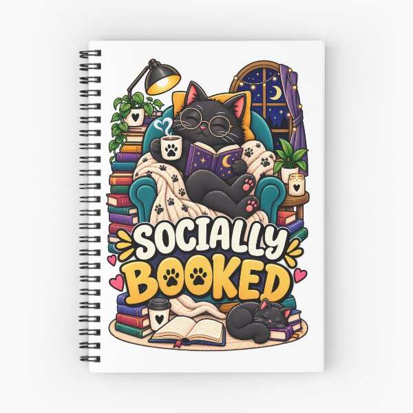 Item preview, Socially Booked Funny Black Cat Book Lover Reading Design designed and sold by CreativeLook25.