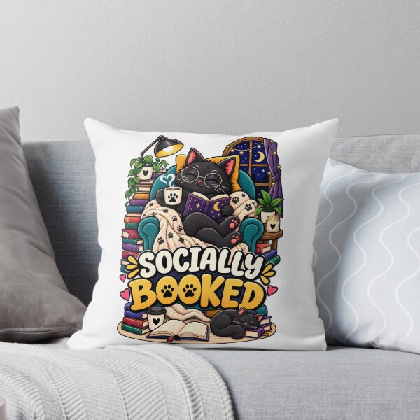 Item preview, Socially Booked Funny Black Cat Book Lover Reading Design designed and sold by CreativeLook25.