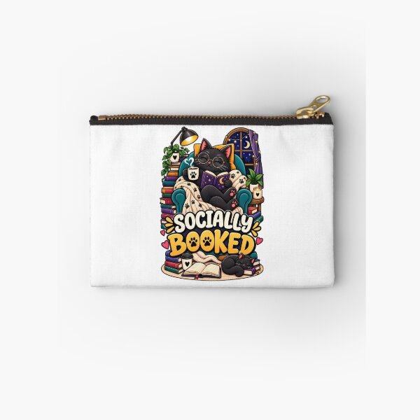 Item preview, Socially Booked Funny Black Cat Book Lover Reading Design designed and sold by CreativeLook25.