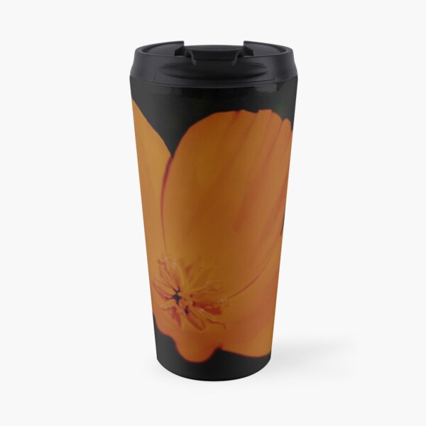 California Poppy On Black Travel Mug