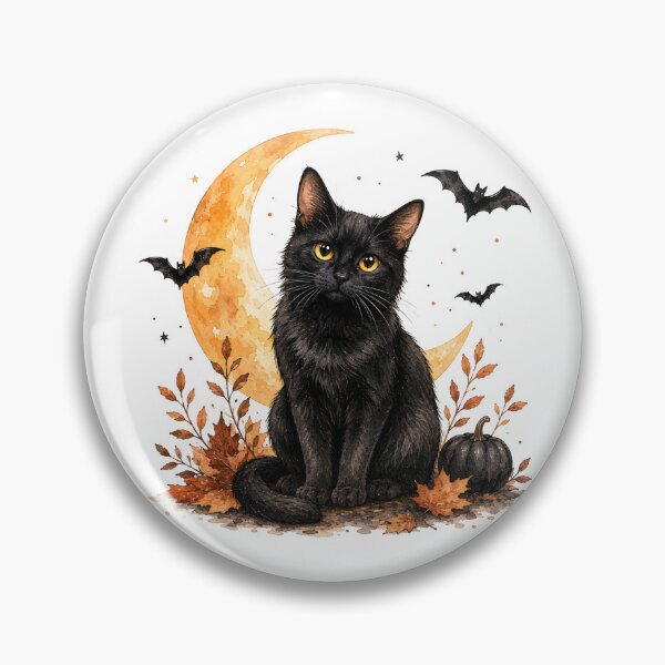 Item preview, Black Cat Under the Crescent Moon | Cozy Halloween Cat designed and sold by PAPIRO SIGLO XXI.