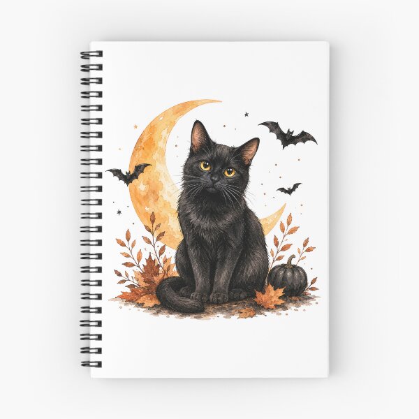 Item preview, Black Cat Under the Crescent Moon | Cozy Halloween Cat designed and sold by PAPIRO SIGLO XXI.