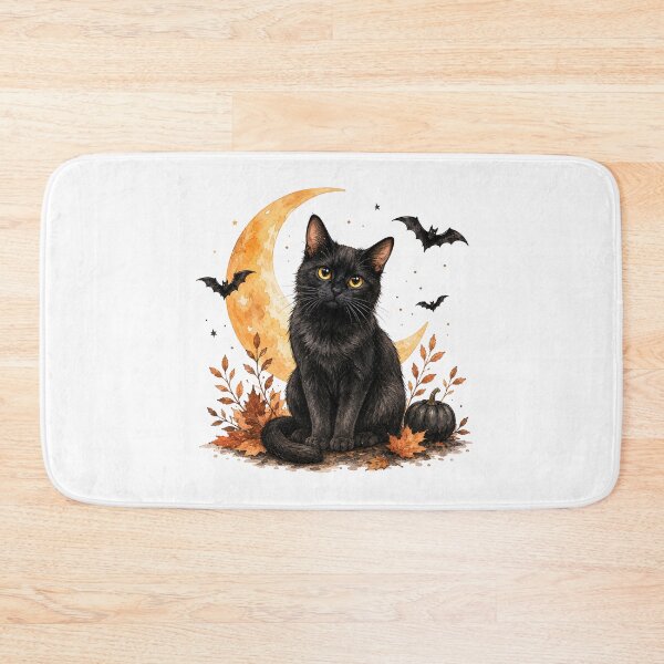 Item preview, Black Cat Under the Crescent Moon | Cozy Halloween Cat designed and sold by PAPIRO SIGLO XXI.