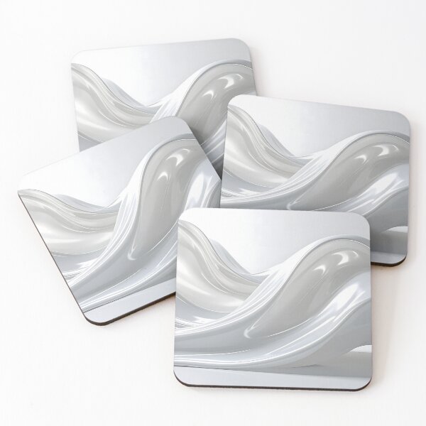 Item preview, Abstract White Liquid Chrome Fluid Waves designed and sold by BetweenForms.