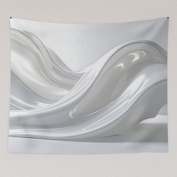 Item preview, Abstract White Liquid Chrome Fluid Waves designed and sold by BetweenForms.
