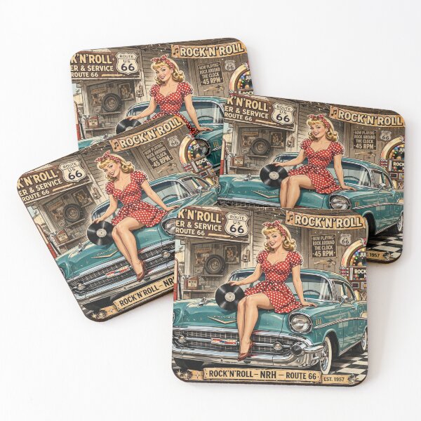 Item preview, Rock N Roll Pin-Up Girl Classic 50s Car Vinyl Record Sign designed and sold by Normandy Road Heritage.