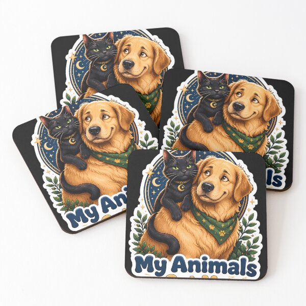 Item preview, My Animals Get Me Cat Dog Best Friends Art designed and sold by Retro Rascals Co..