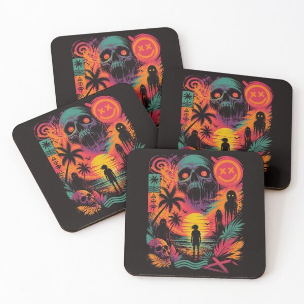 Item preview, Neon Psychedelic Horror Beach Skull Graphic Art designed and sold by ERODED SELF.